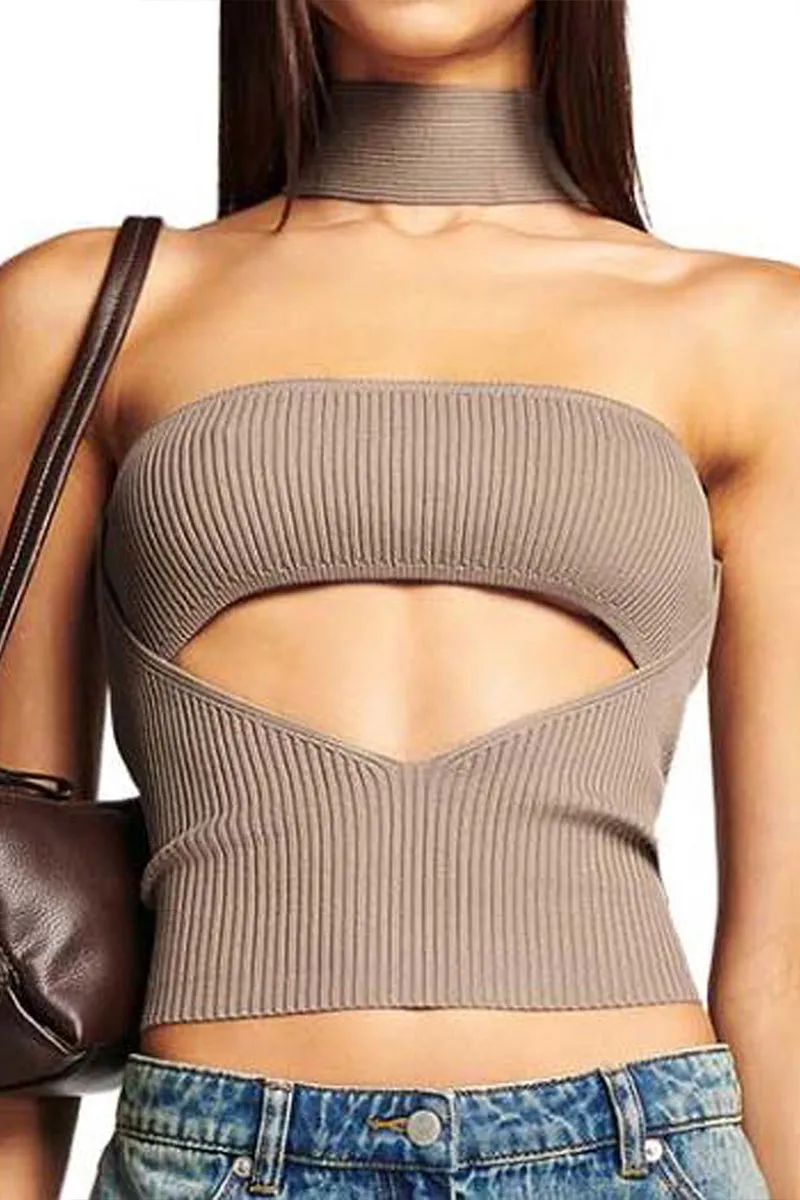 TS3416 Knitted Choker Tank Top