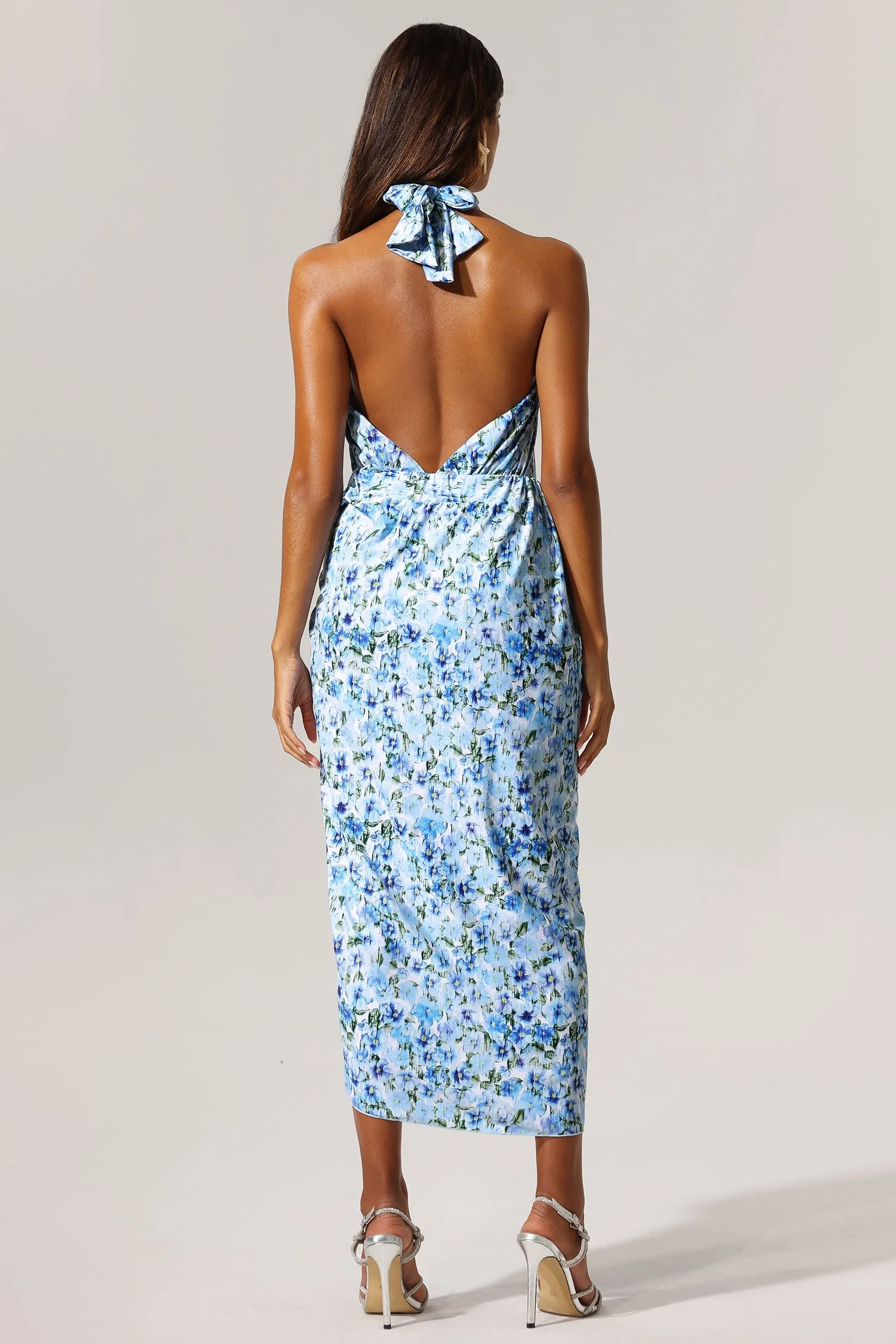 Tulip Floral Printed High Slit Swimwear And Skirt Two-Piece Set