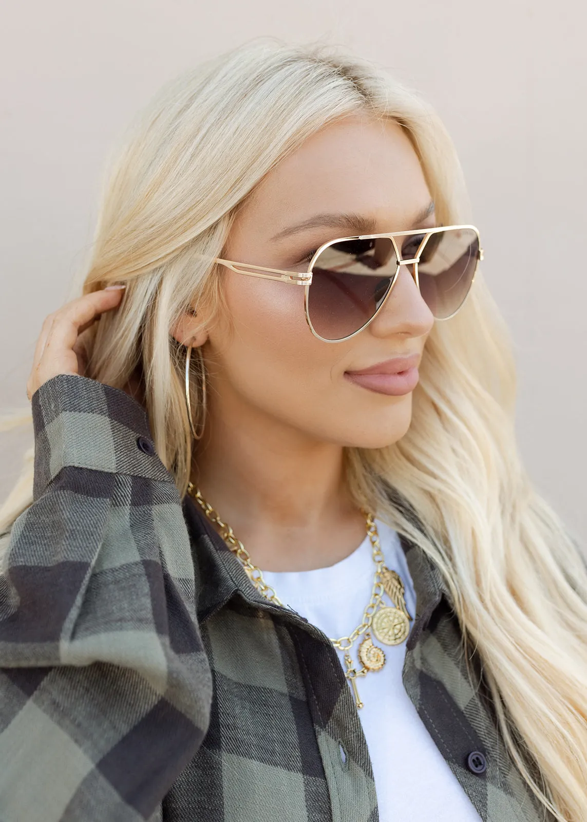 Untangled Emily Tangle Free Brown Aviator Sunglasses