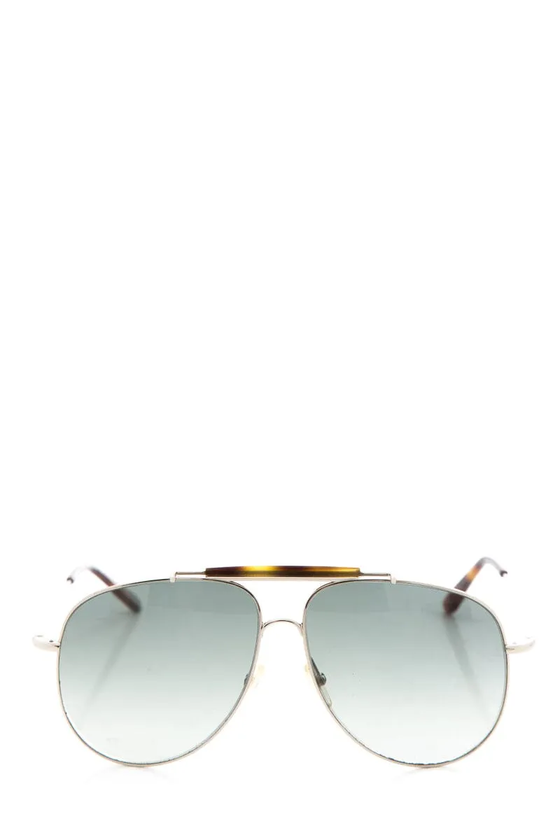 Valentino Silver &  Turtle Shell Detail Aviator Sunglasses