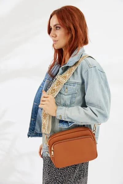 Vegan PU Leather Calafornia Crossbody Bag Tan