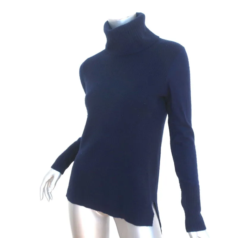 Veronica Beard Cashmere Turtleneck Sweater Asa Navy Ribbed Knit Size Small