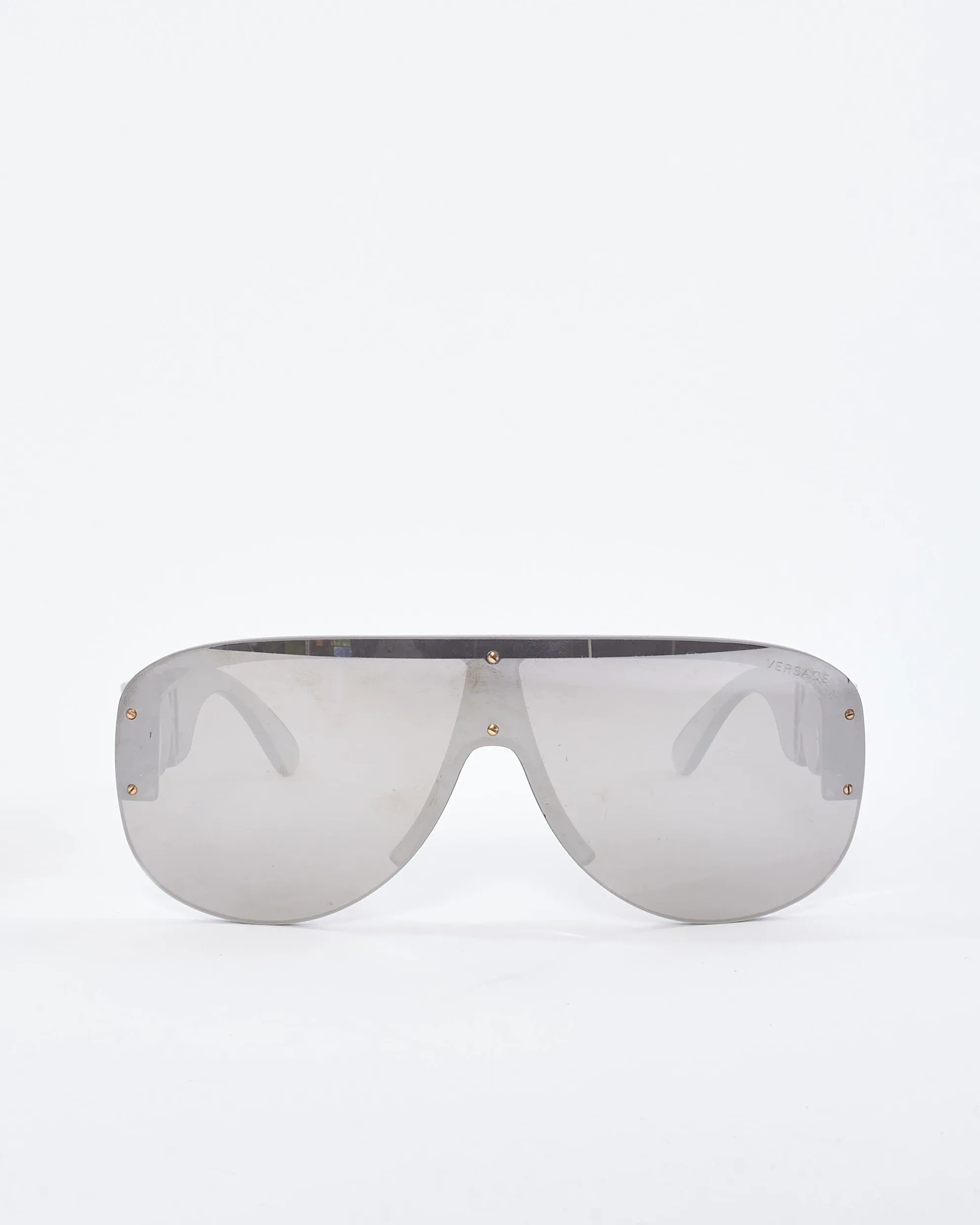 Versace Grey/Mirror Medusa Aviator Shield Sunglasses