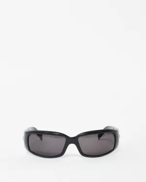 Versace Vintage Black Acetate MOD.4044-B Crystal Logo Sunglasses