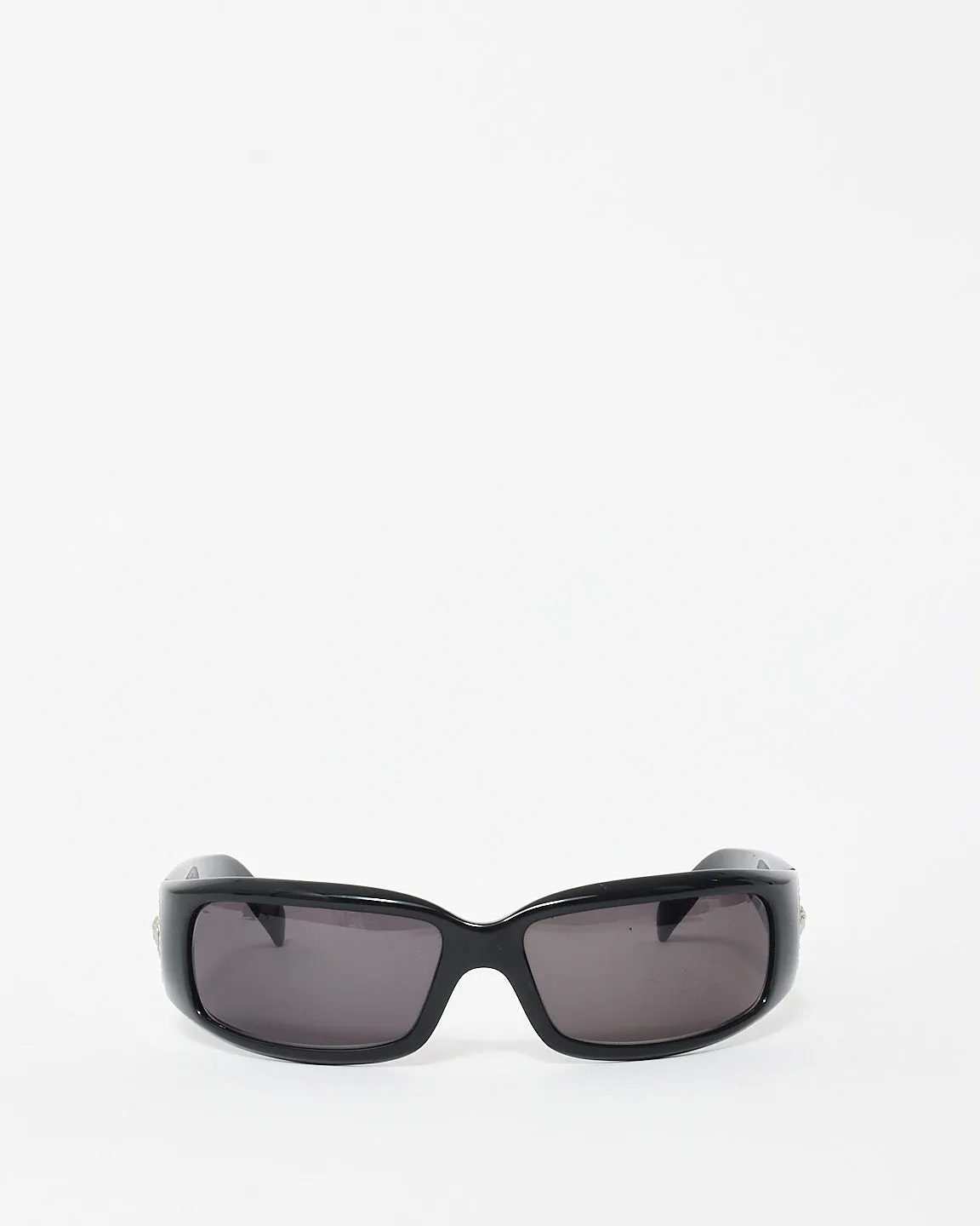Versace Vintage Black Acetate MOD.4044-B Crystal Logo Sunglasses