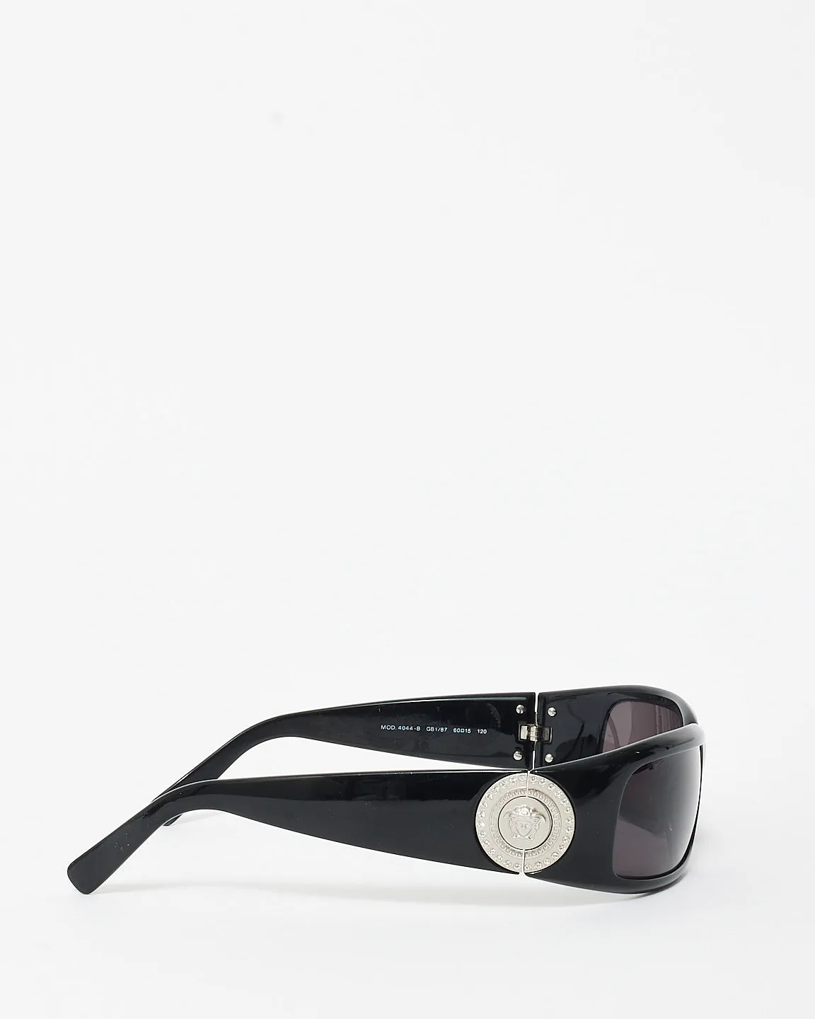 Versace Vintage Black Acetate MOD.4044-B Crystal Logo Sunglasses