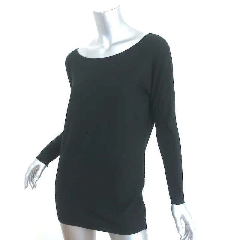 Vince Open-Back Sweater Black Cashmere-Blend Size Small Boatneck Pullover