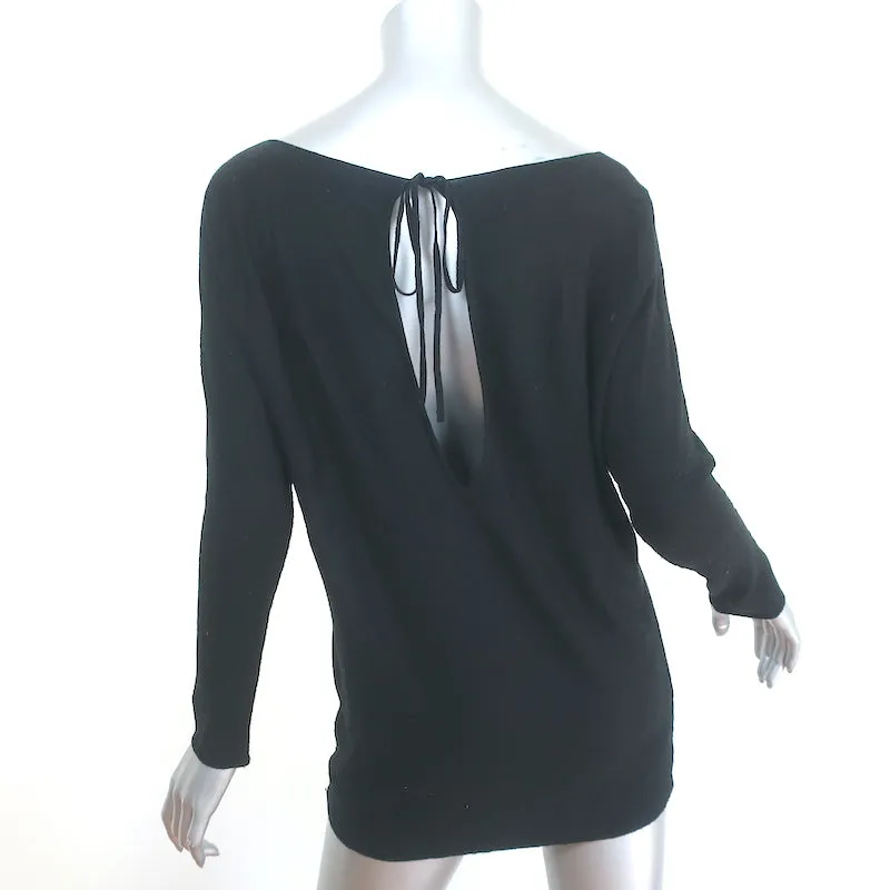 Vince Open-Back Sweater Black Cashmere-Blend Size Small Boatneck Pullover
