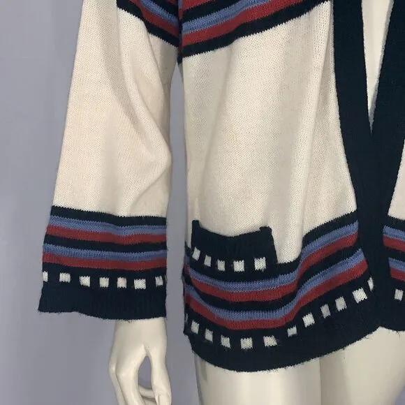Vintage Aztec Bell Sleeve Knit Cardigan Sweater Size Medium
