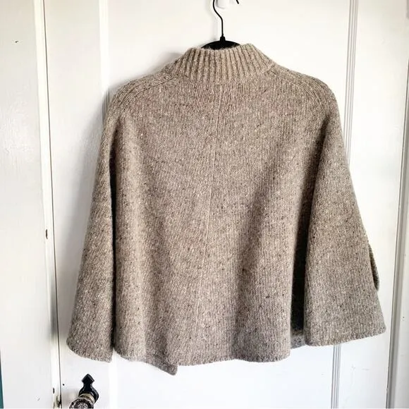 Vintage Doncaster Wool Mohair Angora Knit Sweater Cape Toggle Closure Pockets OS