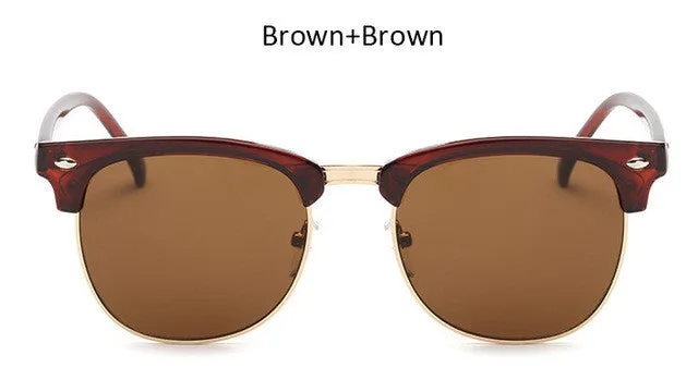 Vintage Half-Frame Mirror Sunglasses