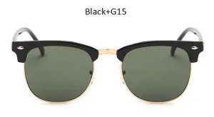 Vintage Half-Frame Mirror Sunglasses