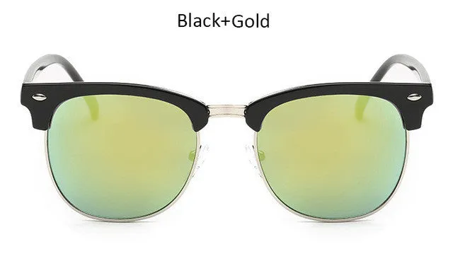 Vintage Half-Frame Mirror Sunglasses