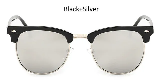 Vintage Half-Frame Mirror Sunglasses