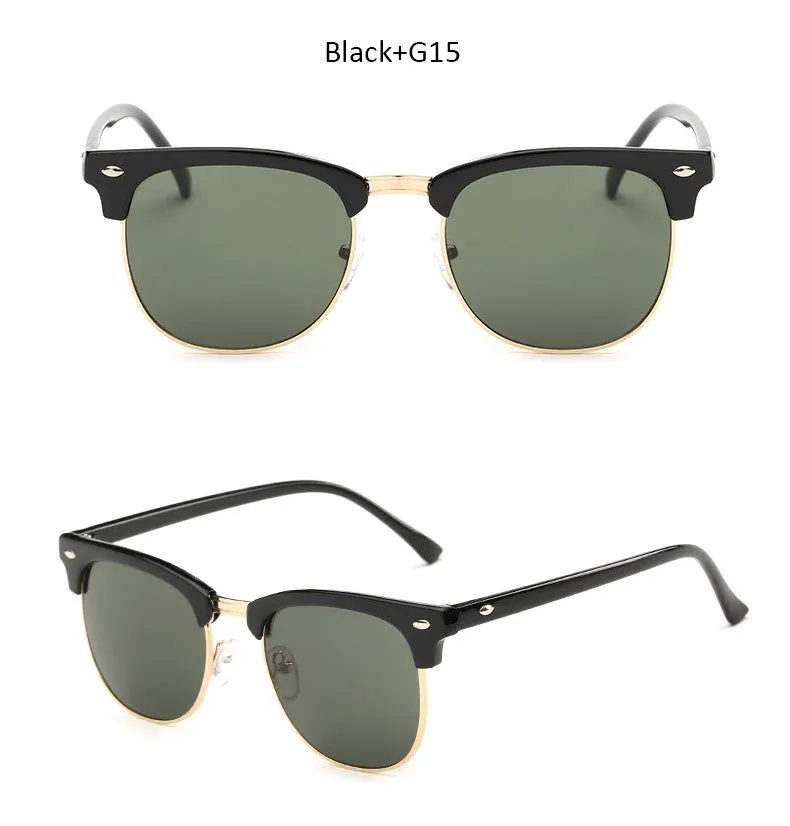 Vintage Half-Frame Mirror Sunglasses