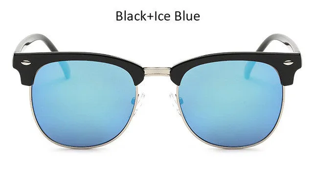 Vintage Half-Frame Mirror Sunglasses