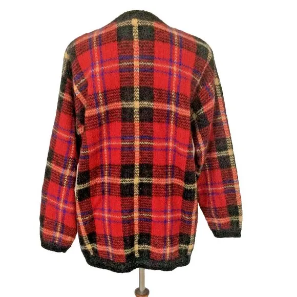Vintage Nell Flowers by JG Hook Plaid Tunic Sweater Size Medium