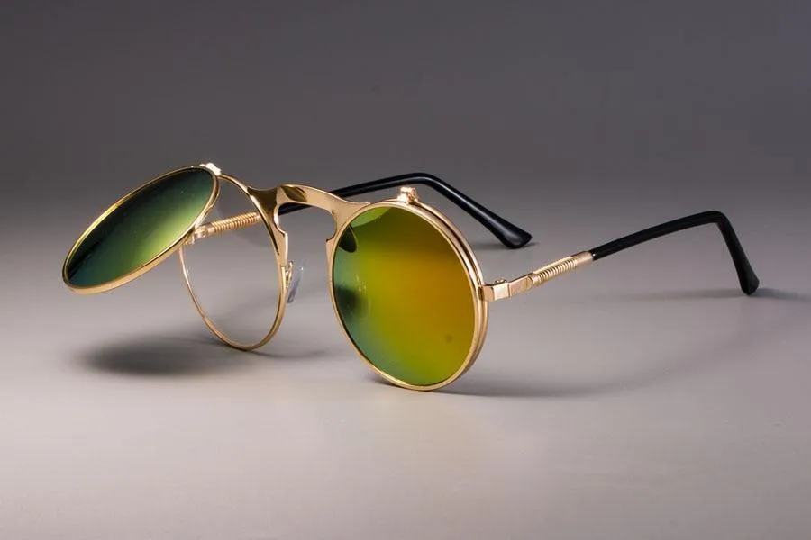 Vintage Round Flip Up Sunglasses For Men And Women-Unique and Classy