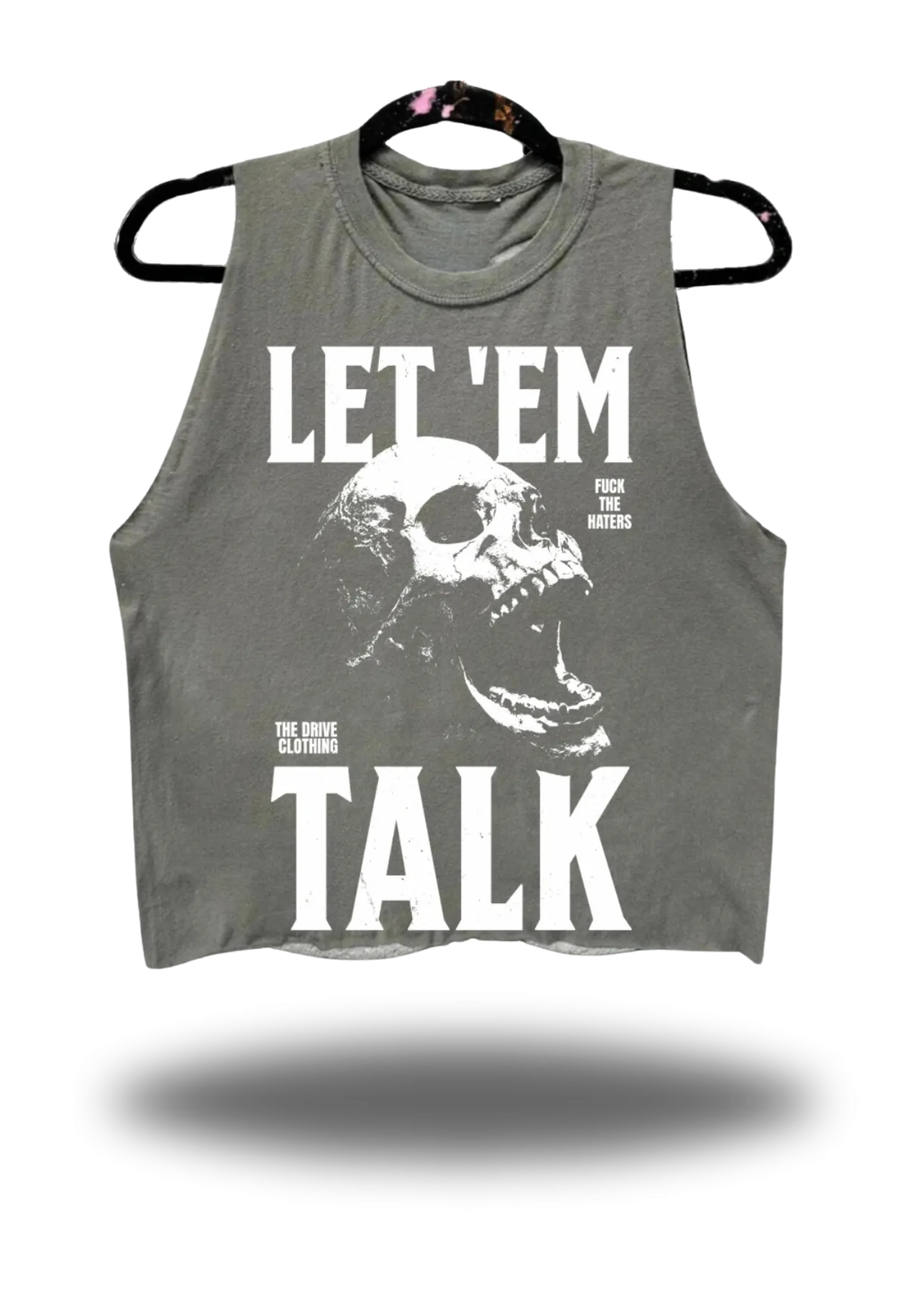 VINTAGE TALK CROP TANK TOP*GREY*