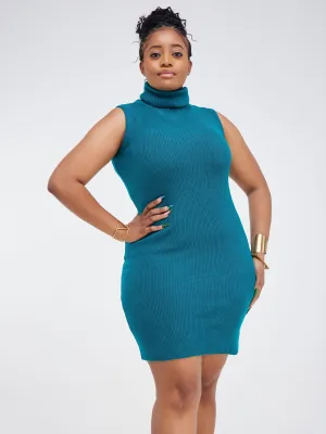 Vivo Sleeveless Sweater Bodycon - Teal