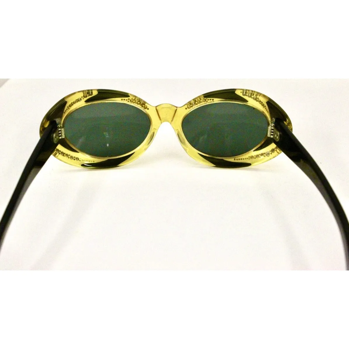 VTG Sunglasses Made In France  Oval Cateye Cat Eye 2 Tone Rhinestone 1950-60s