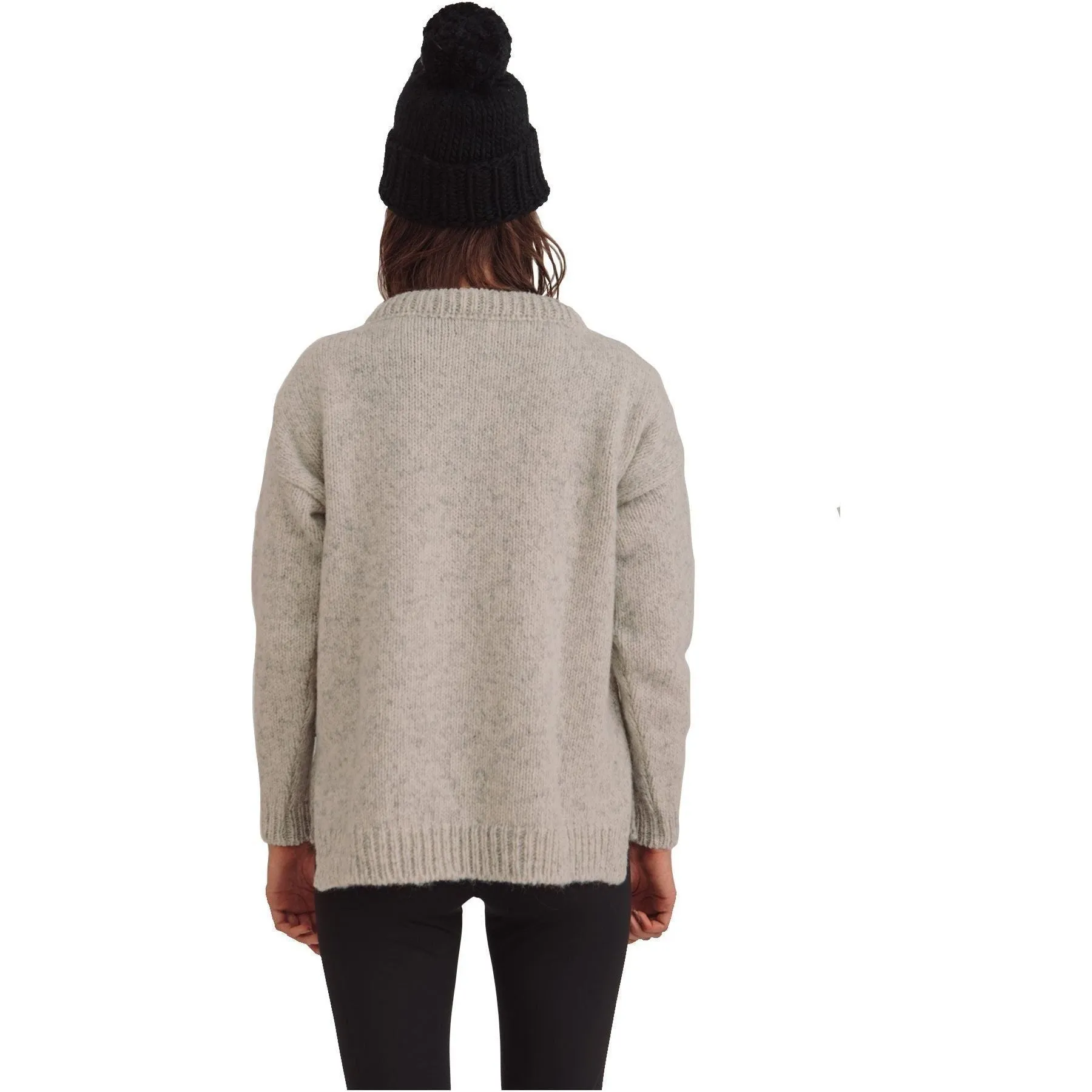 W Nansen Split Seam Sweater, Grey Melange