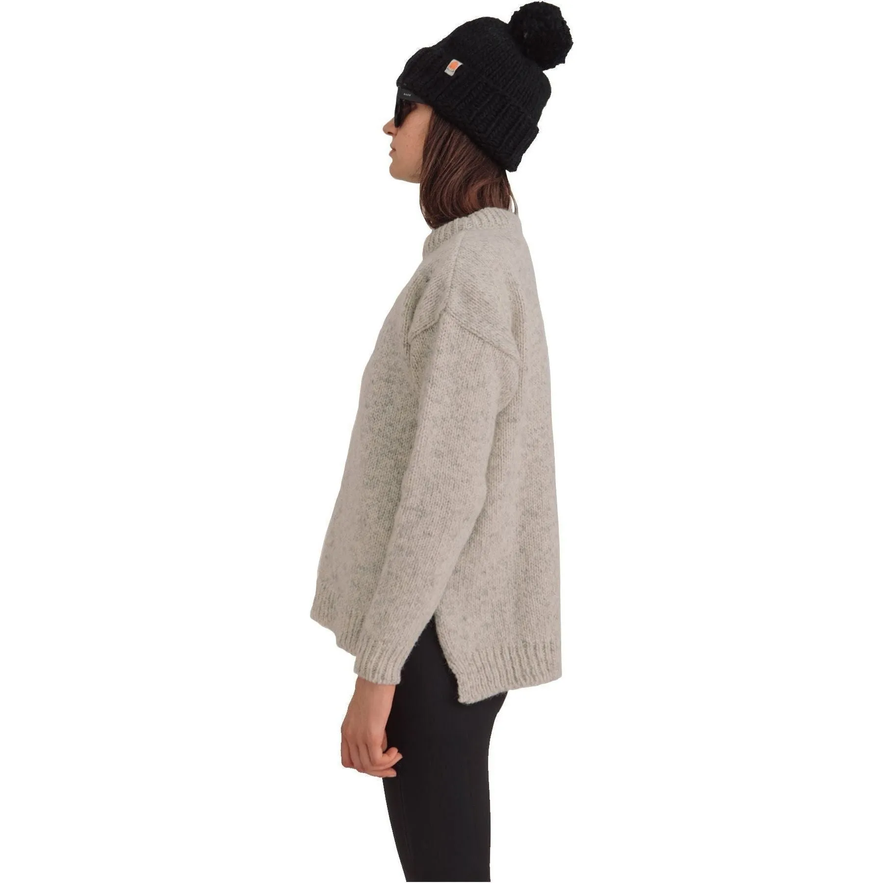 W Nansen Split Seam Sweater, Grey Melange