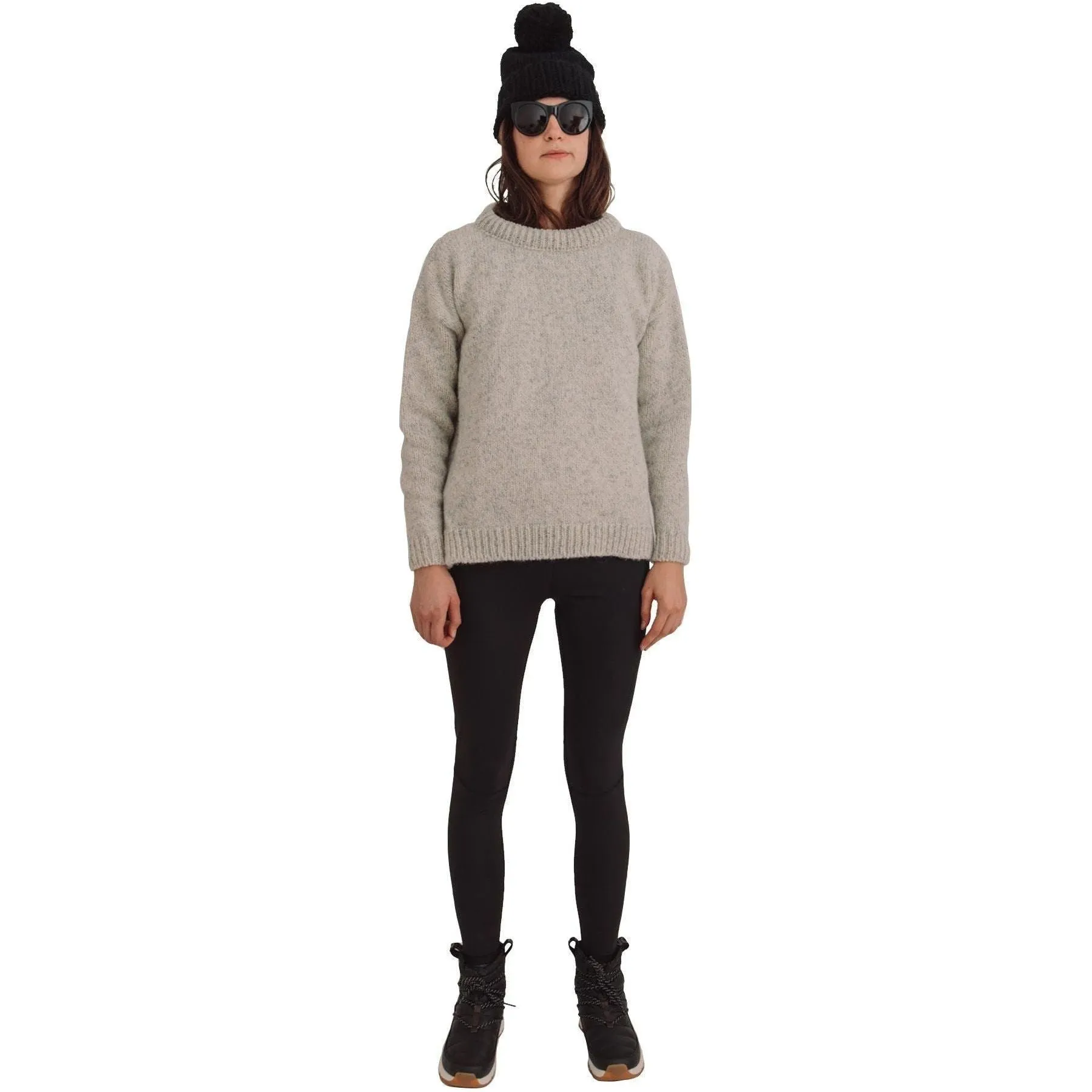 W Nansen Split Seam Sweater, Grey Melange