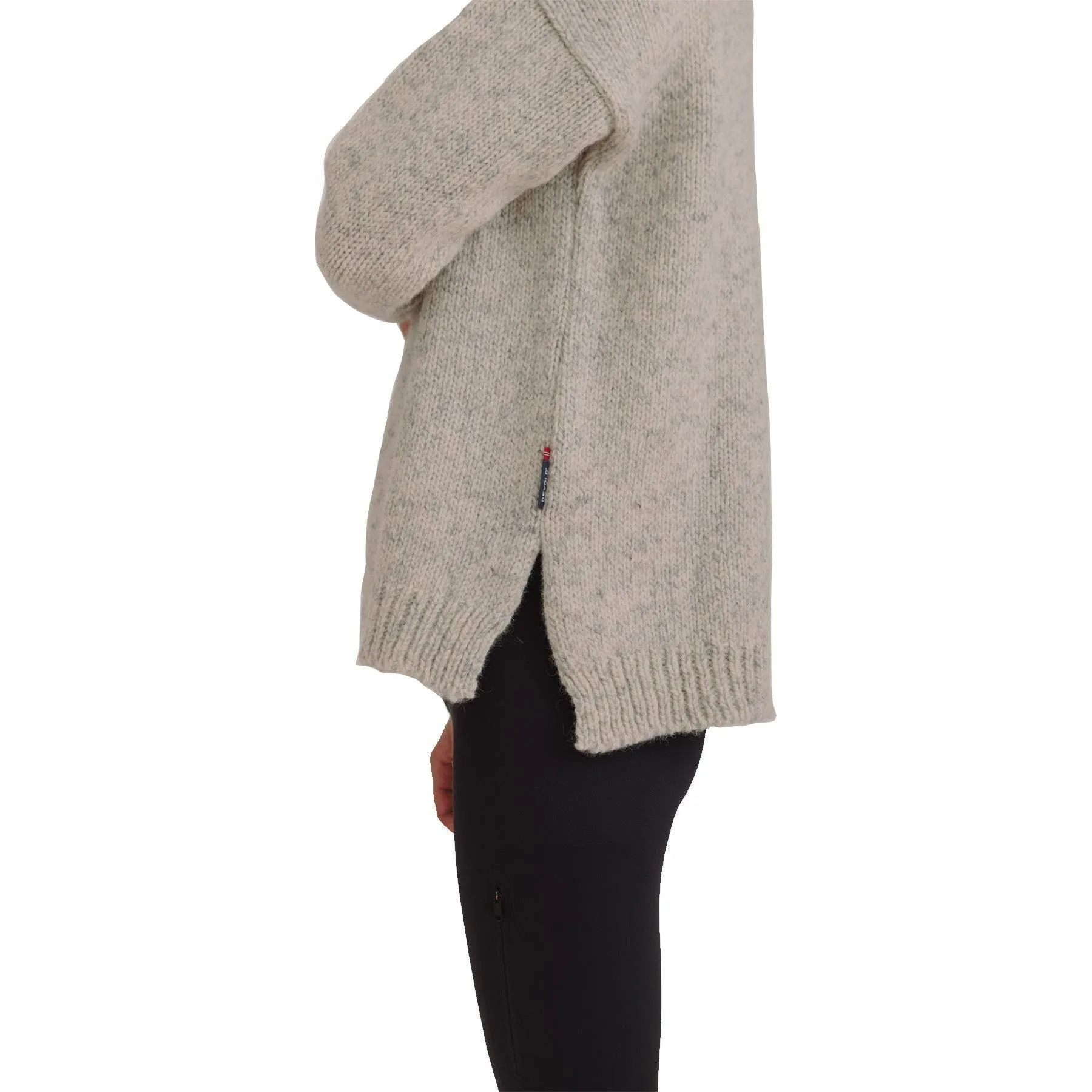 W Nansen Split Seam Sweater, Grey Melange