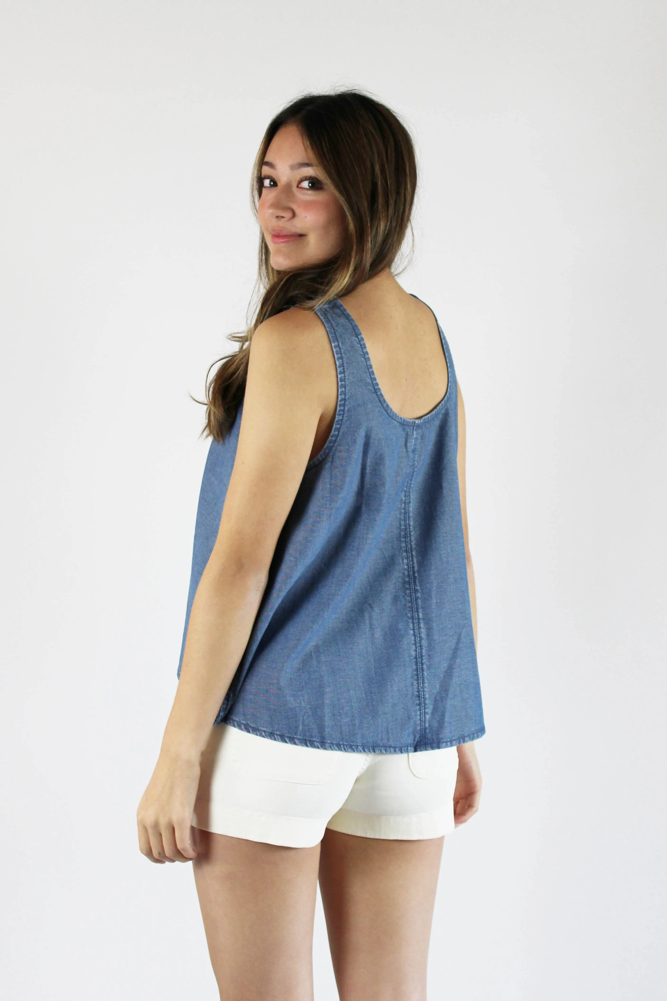 Wabi Sabi Crop Tank - Medium Wash