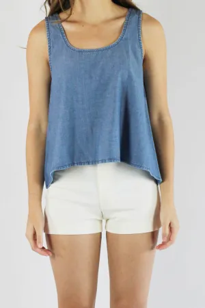 Wabi Sabi Crop Tank - Medium Wash