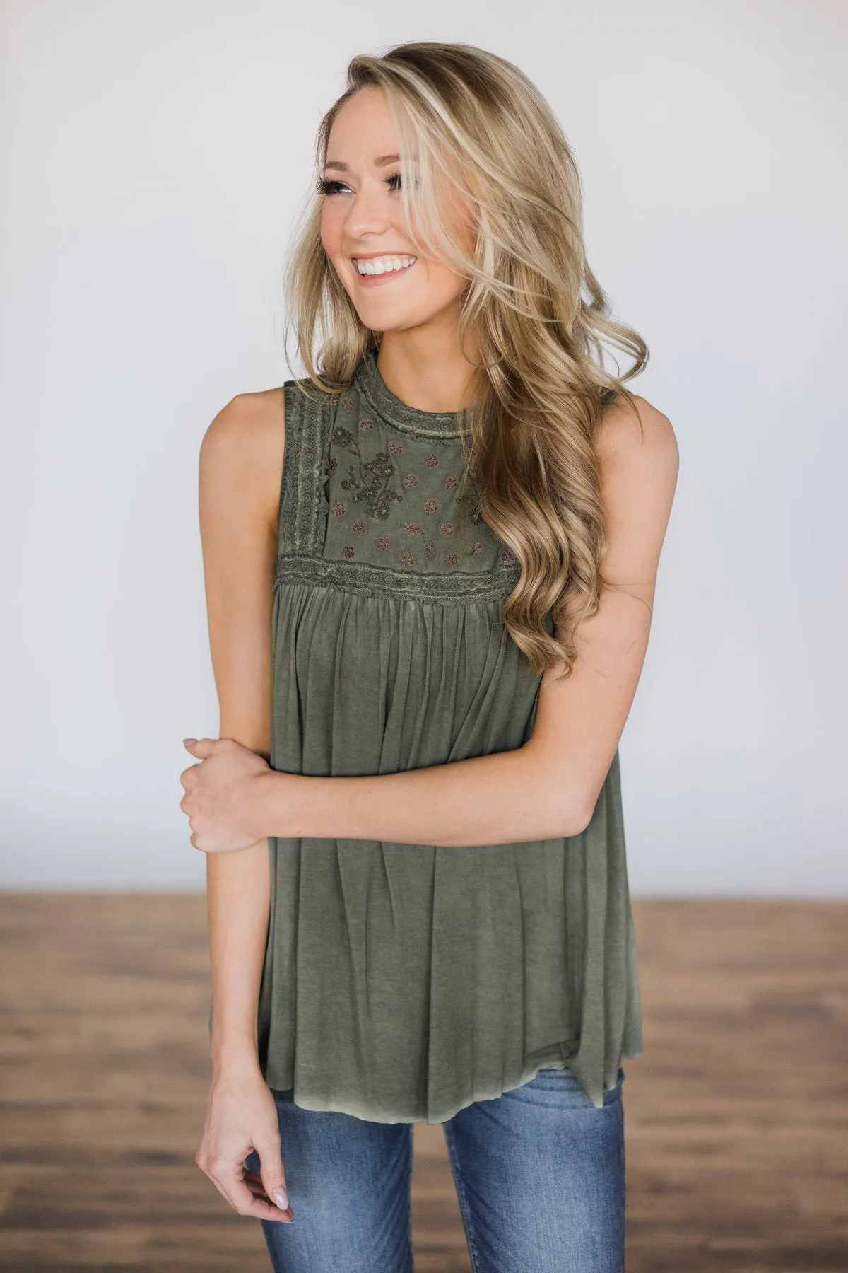 What Makes You Beautiful Tank Top ~ Olive