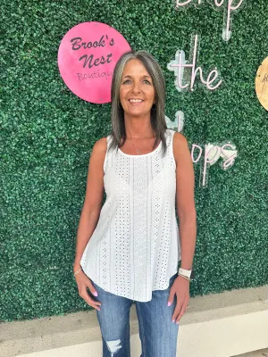 White Eyelet Tank Top