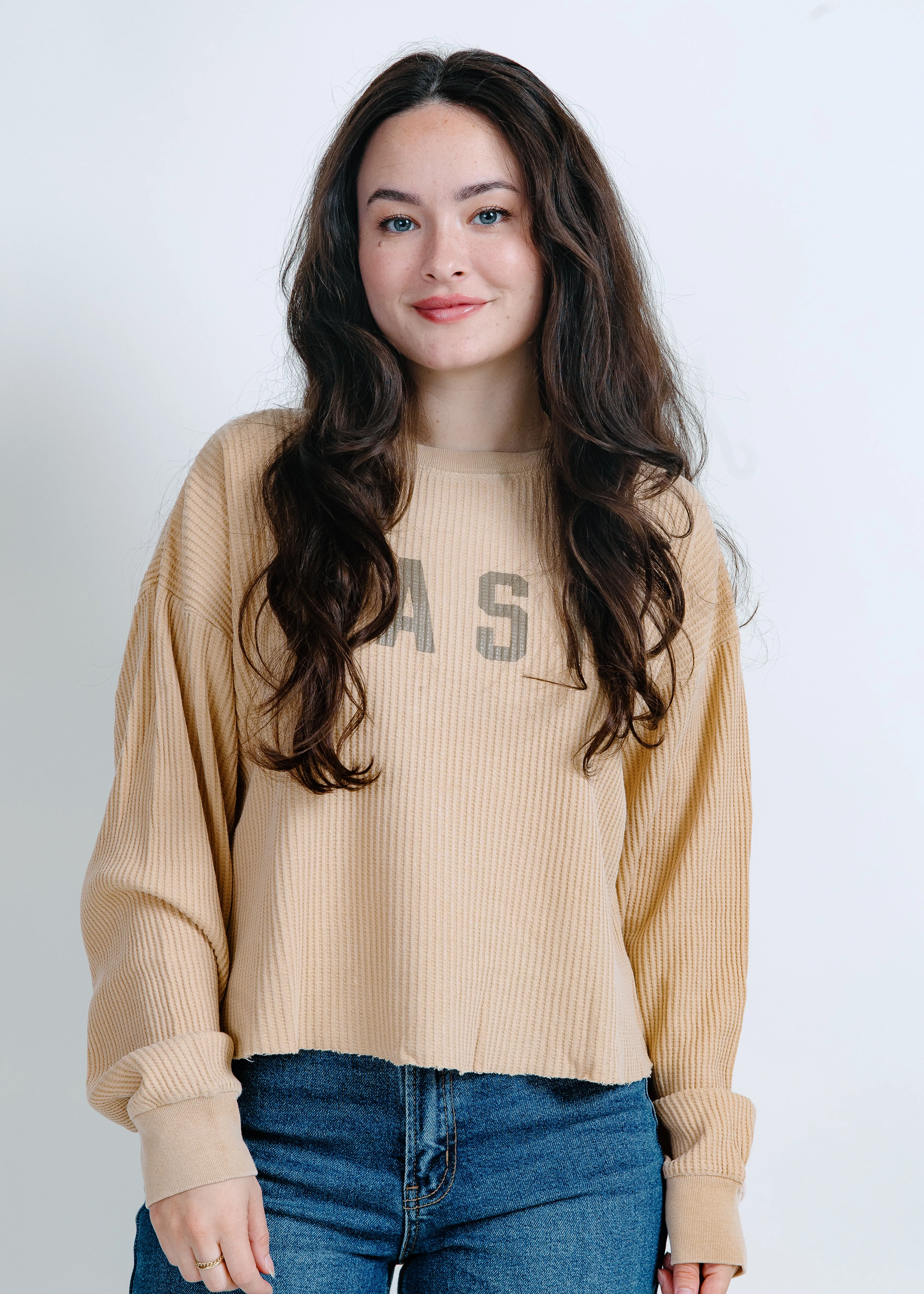 Whitney Waffle Crop - Taupe
