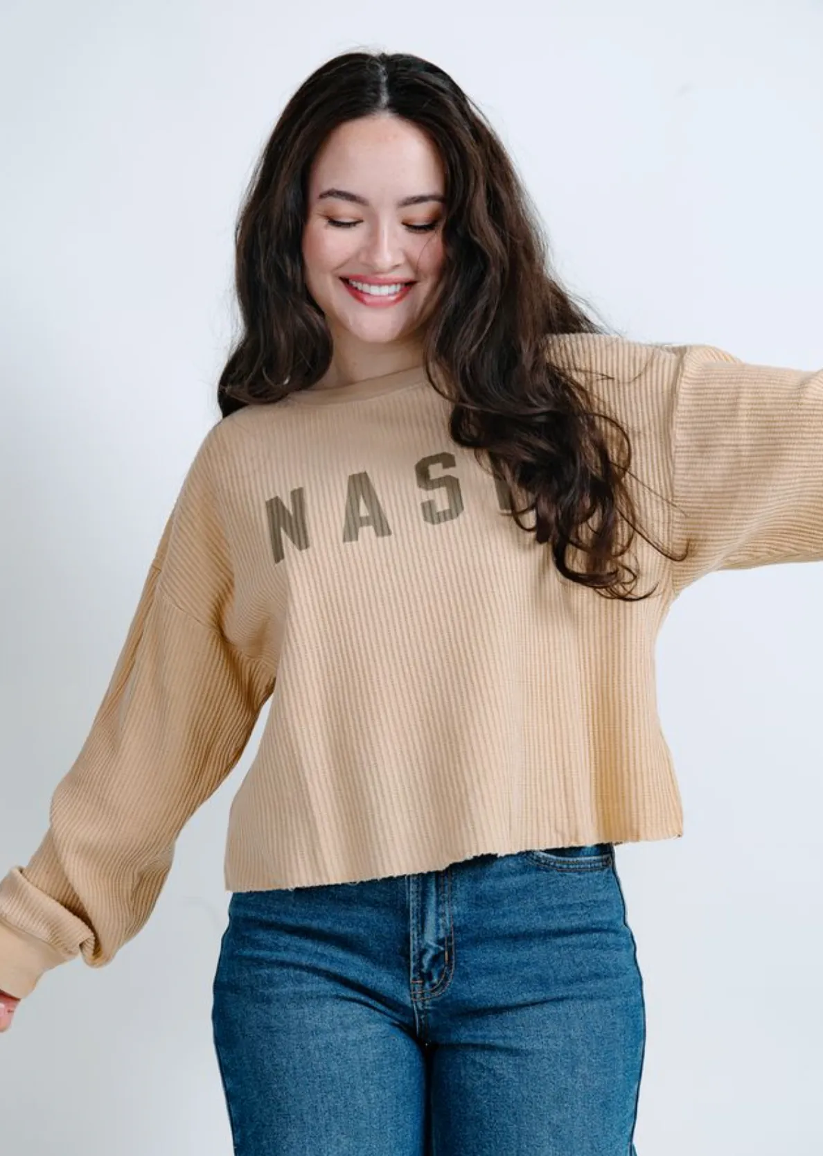 Whitney Waffle Crop - Taupe