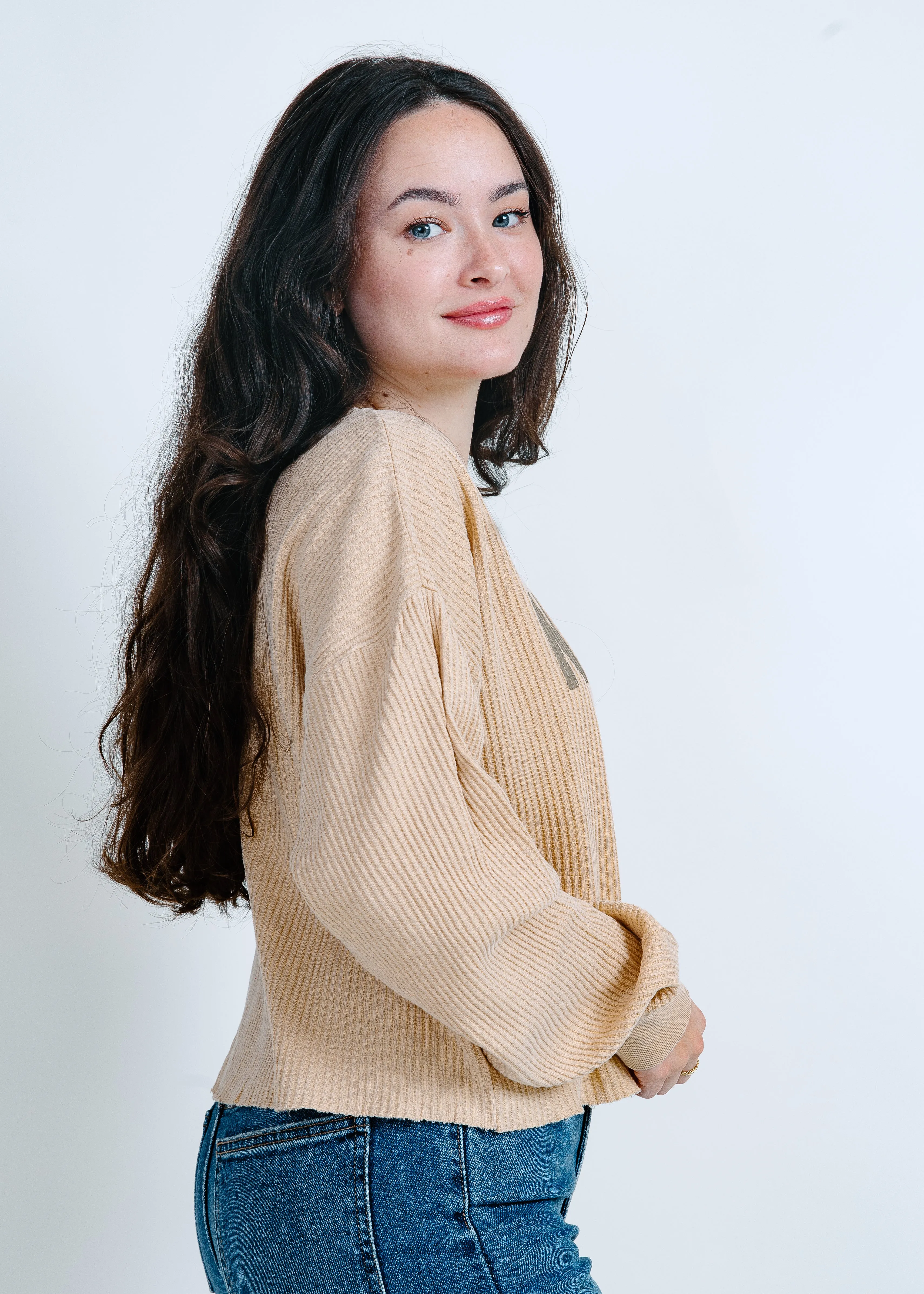 Whitney Waffle Crop - Taupe