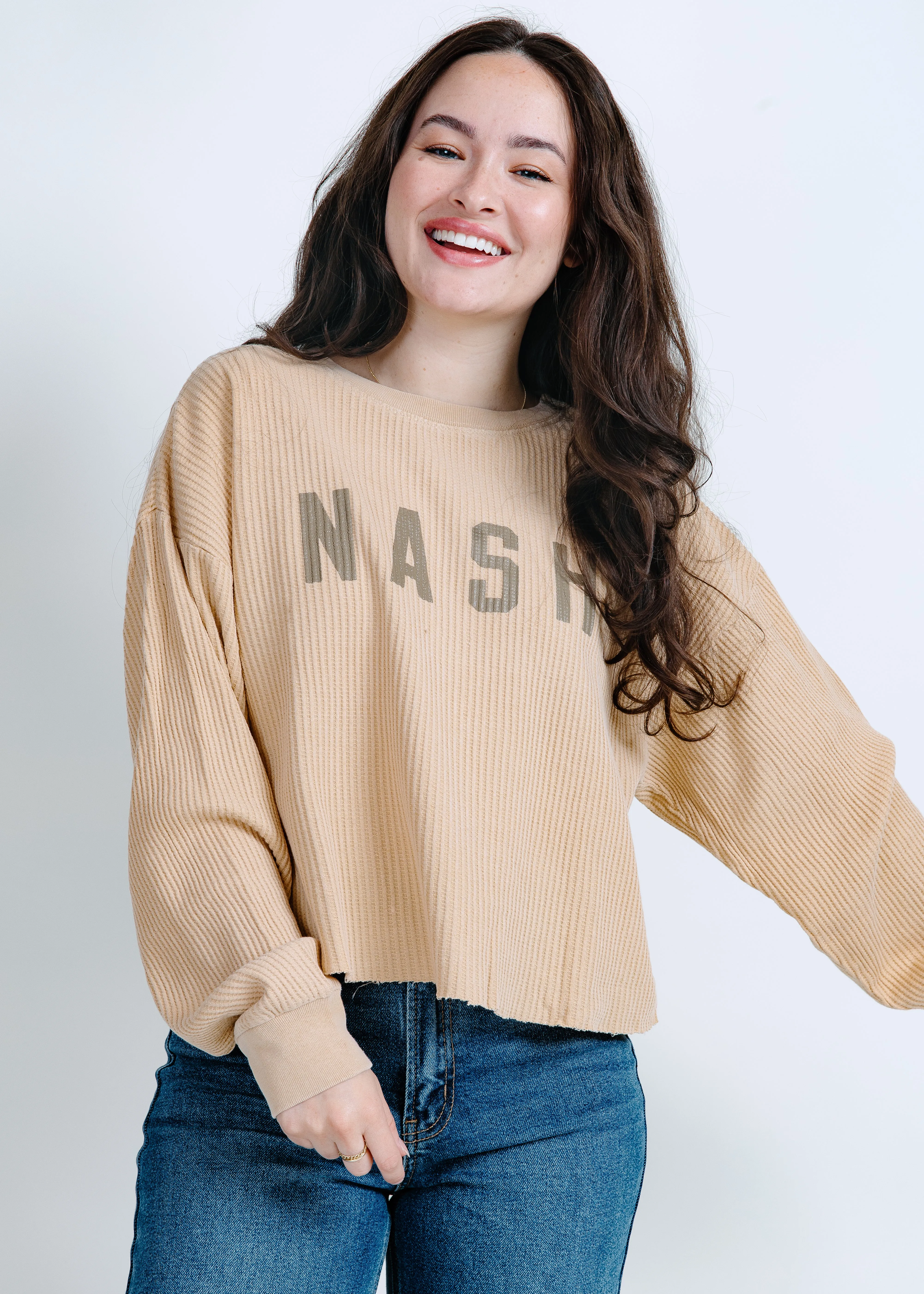 Whitney Waffle Crop - Taupe