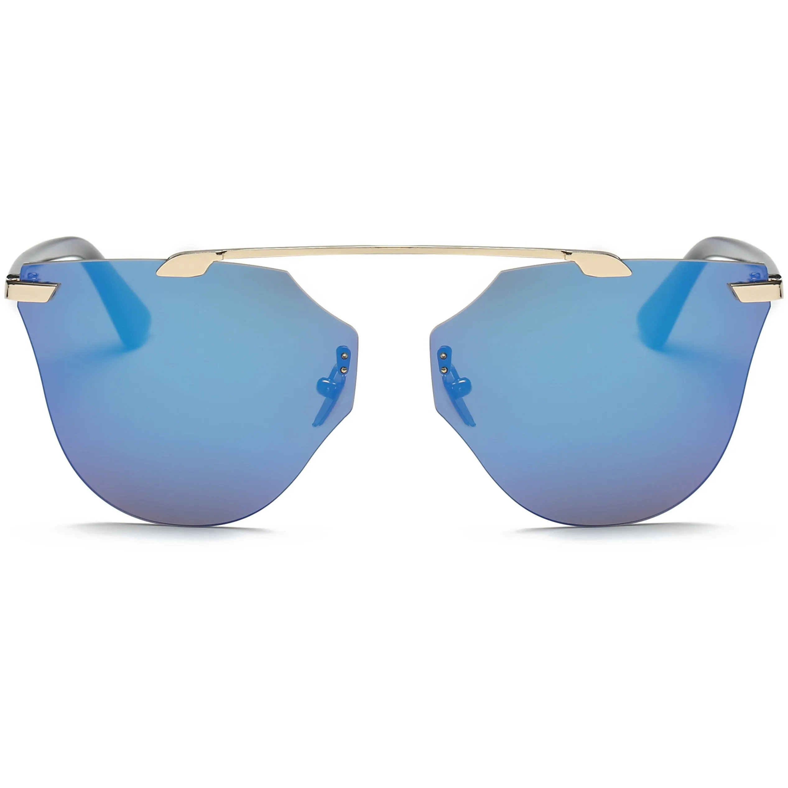 Women Rimless Fashion Round Cat Eye UV Protection Sunglasses