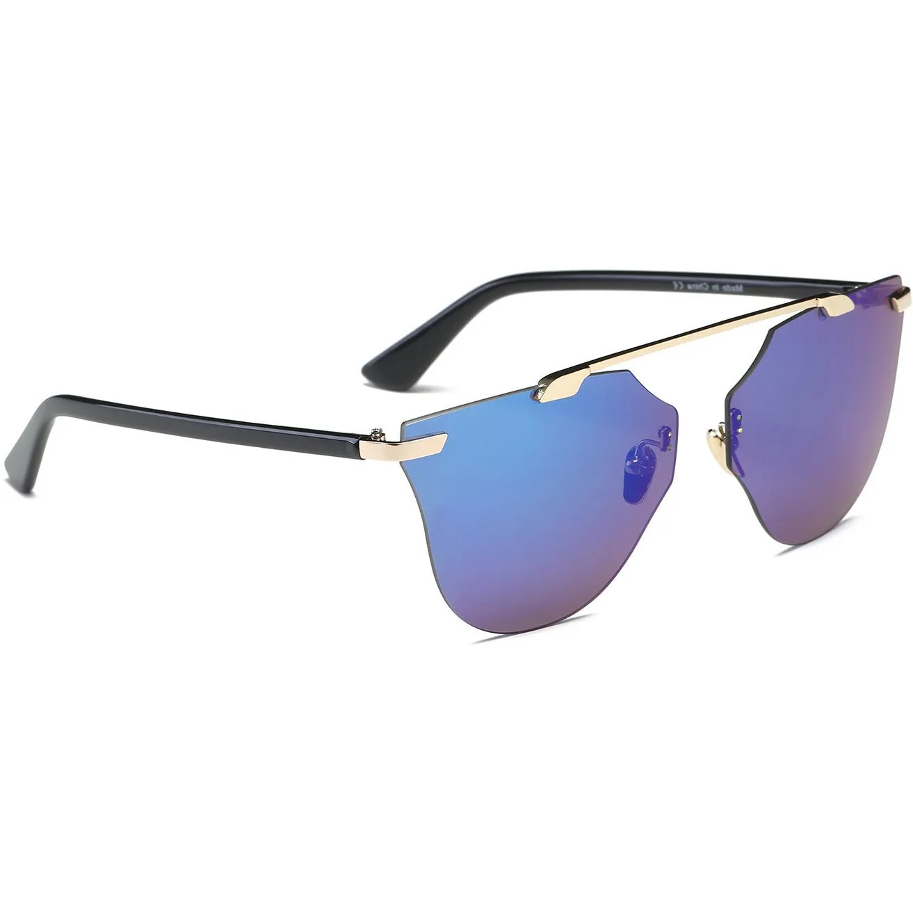 Women Rimless Fashion Round Cat Eye UV Protection Sunglasses