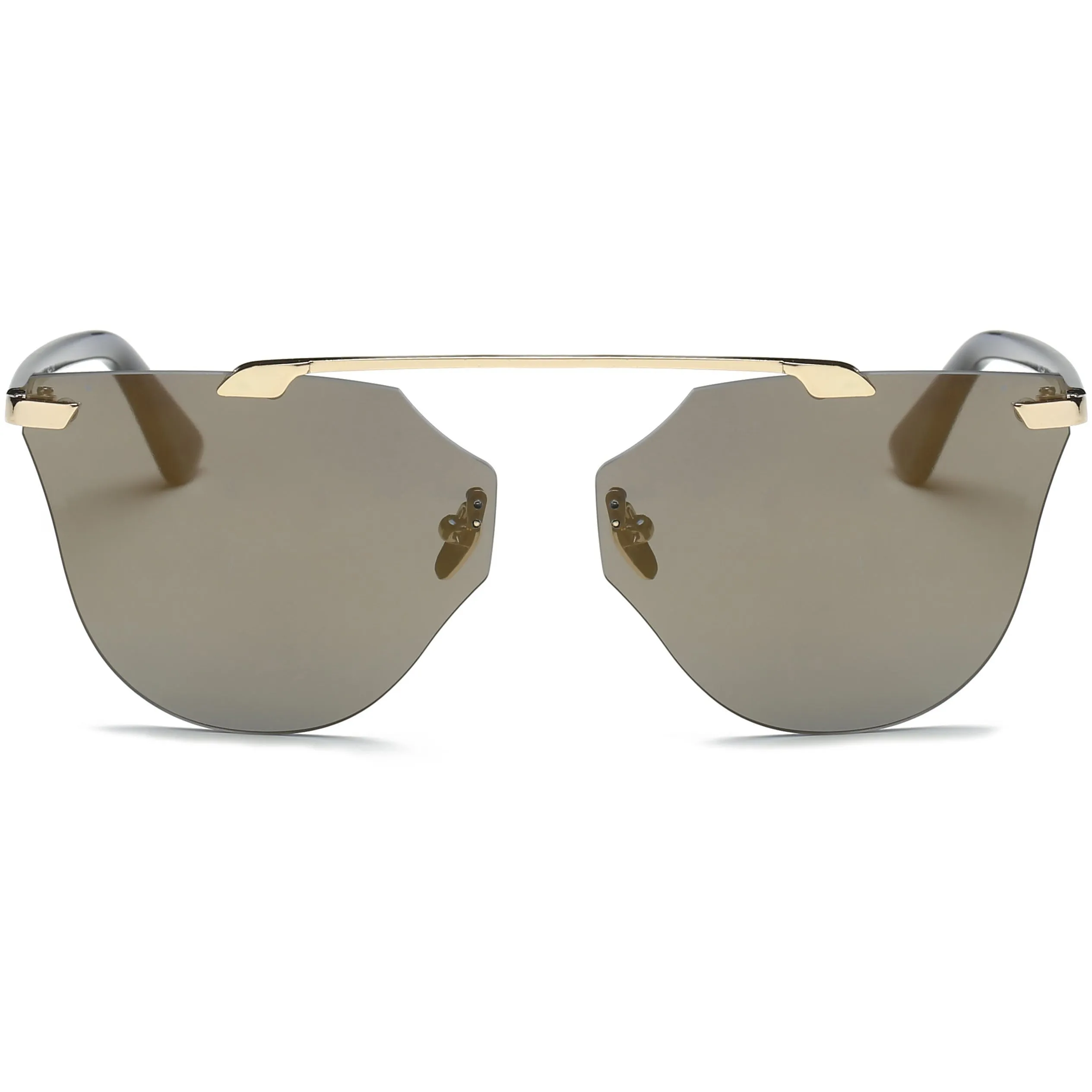 Women Rimless Fashion Round Cat Eye UV Protection Sunglasses