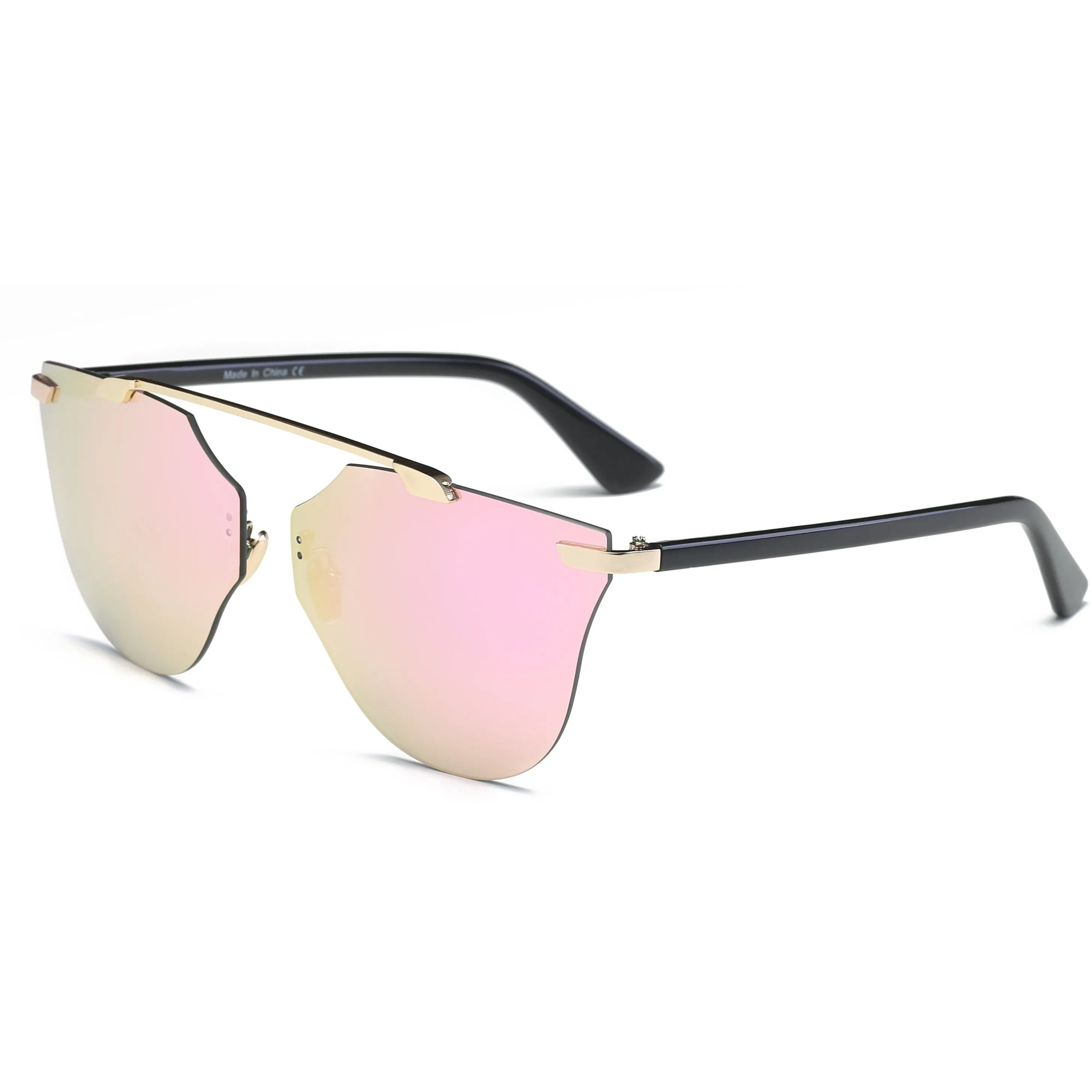 Women Rimless Fashion Round Cat Eye UV Protection Sunglasses