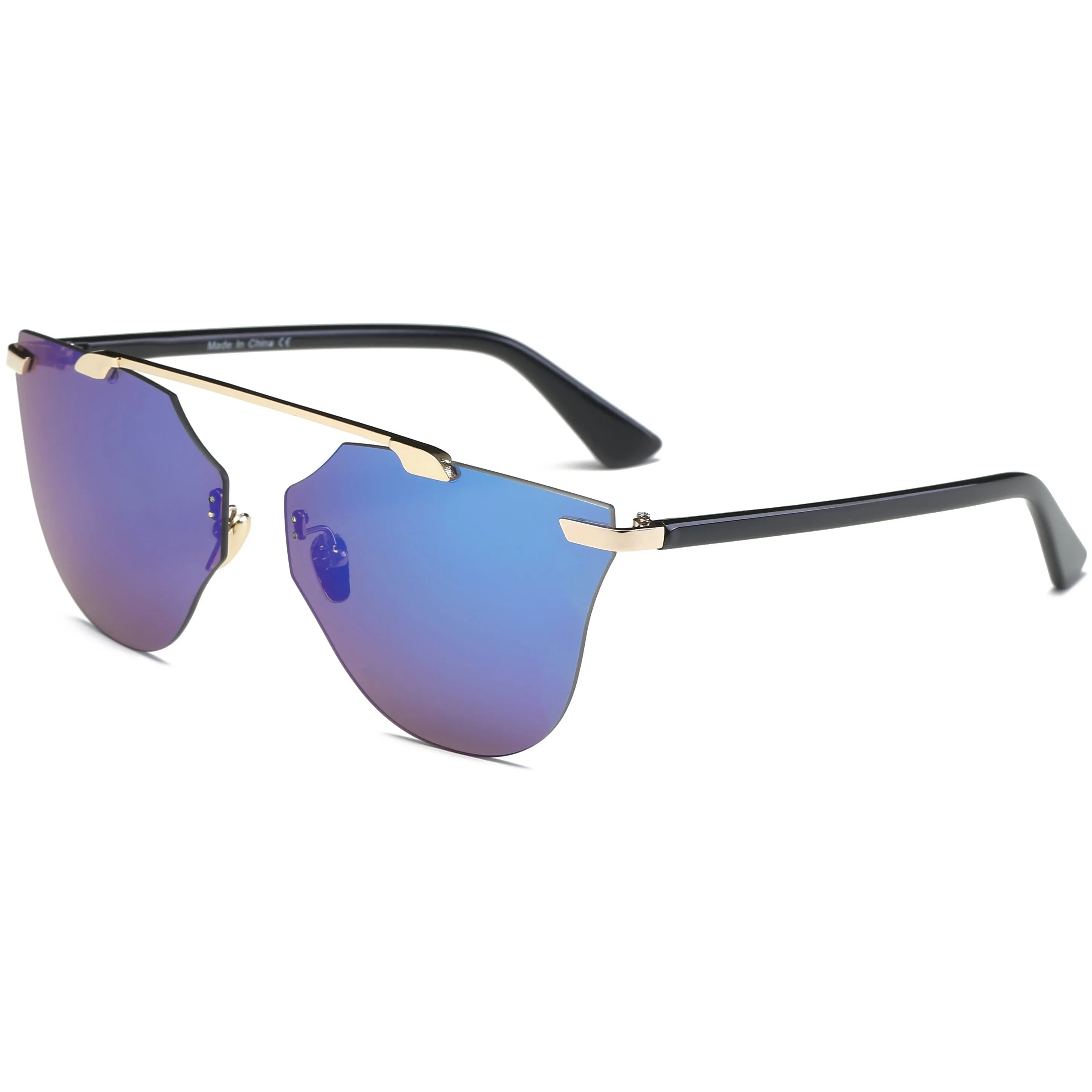 Women Rimless Fashion Round Cat Eye UV Protection Sunglasses