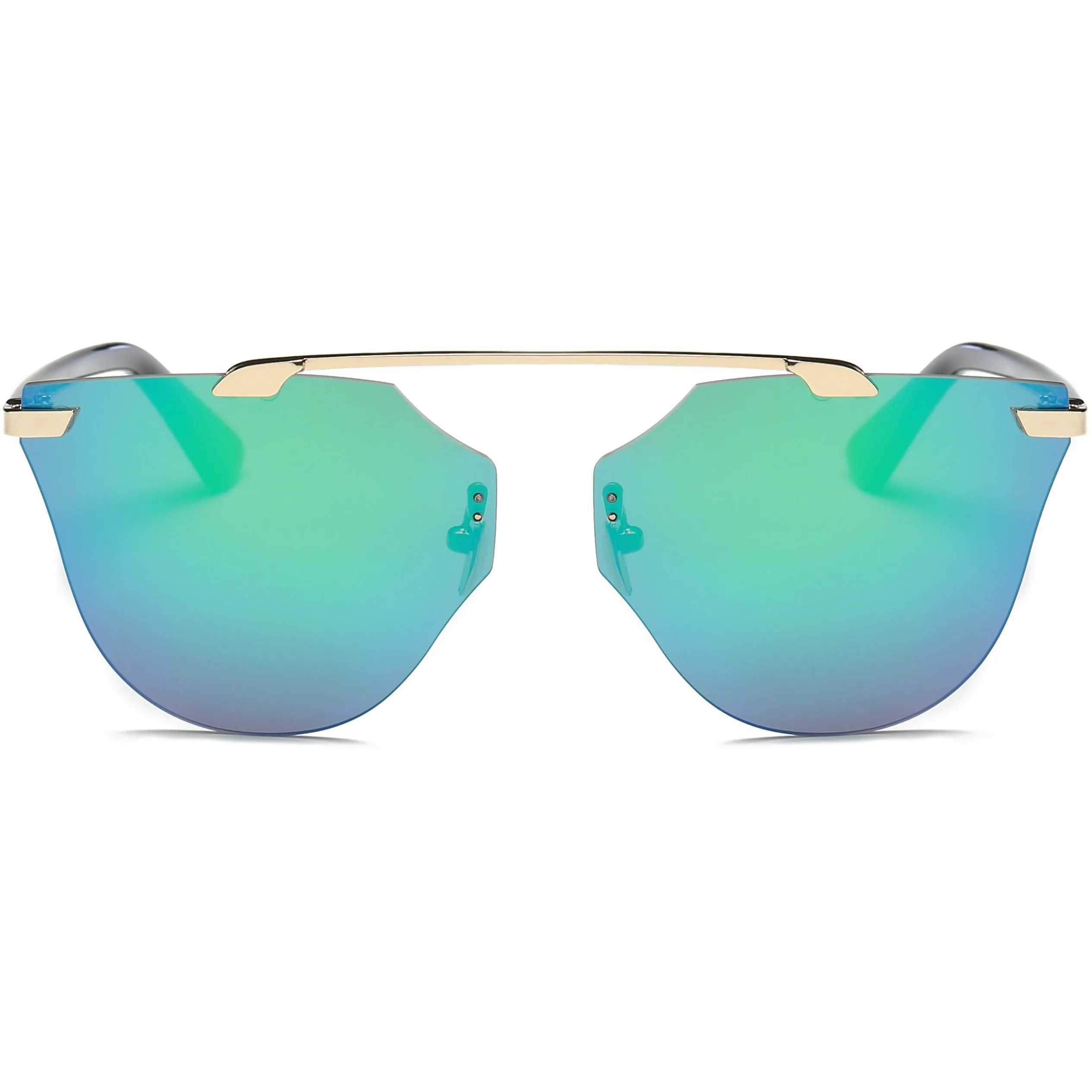Women Rimless Fashion Round Cat Eye UV Protection Sunglasses
