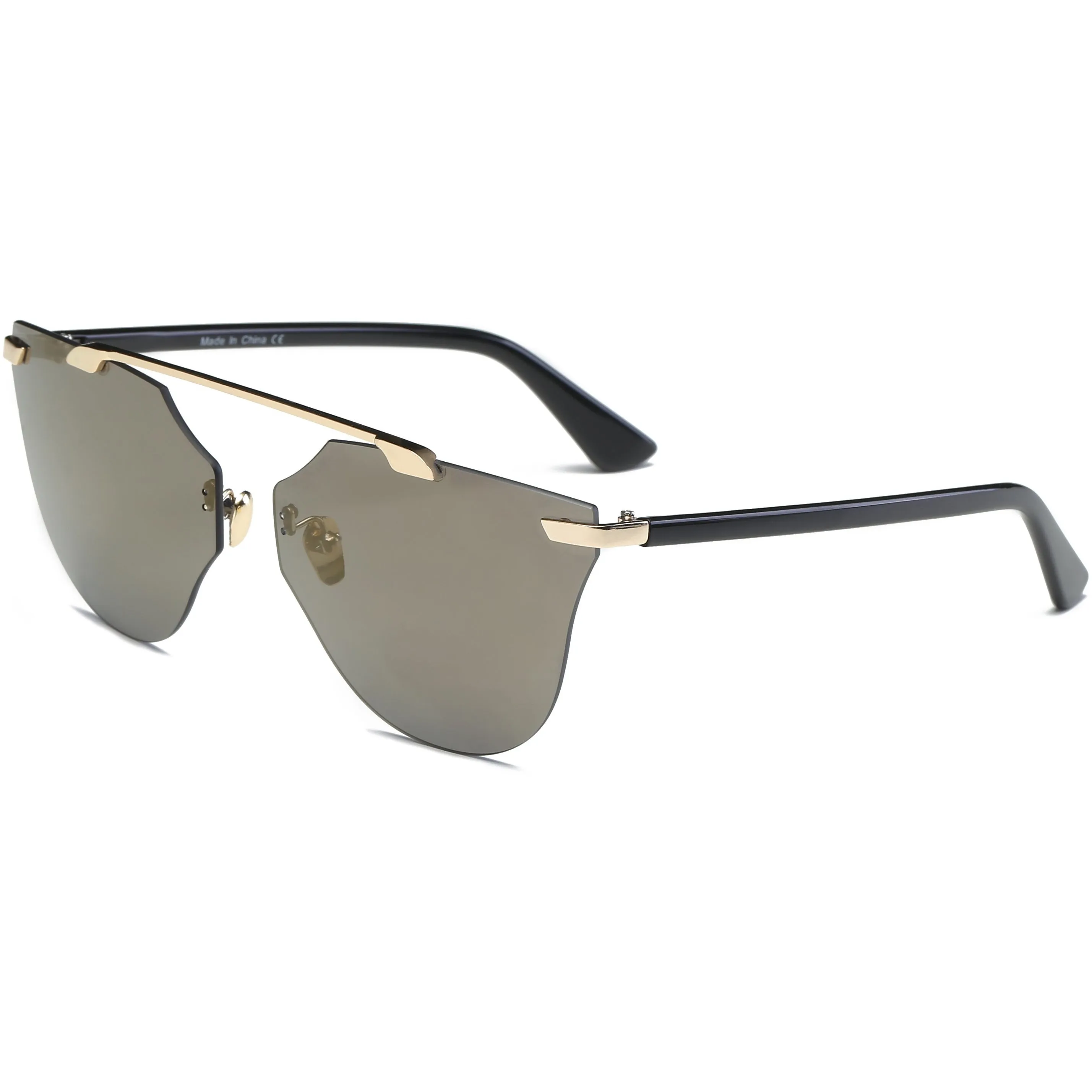 Women Rimless Fashion Round Cat Eye UV Protection Sunglasses