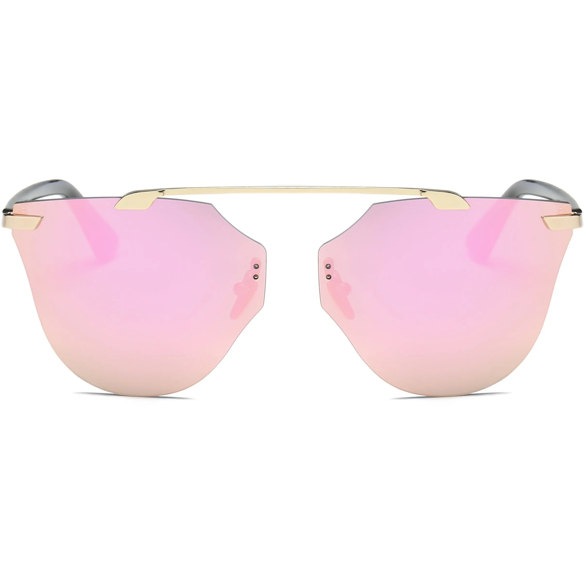 Women Rimless Fashion Round Cat Eye UV Protection Sunglasses