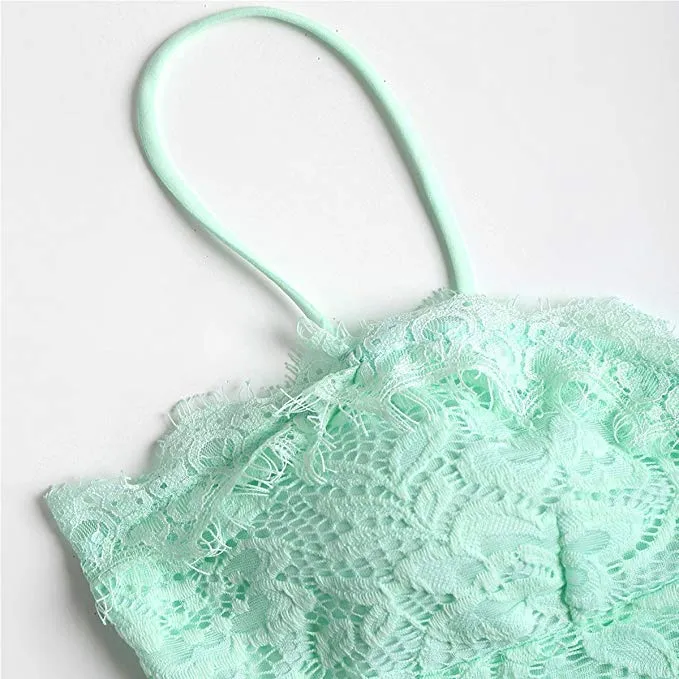 Womens Bustier Crop Top Cami Bralette V Neck Lace Tank Top Sexy Club Tops