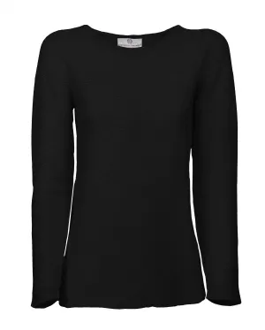 Women's Cashmere Links Stitch Boat Neck Black