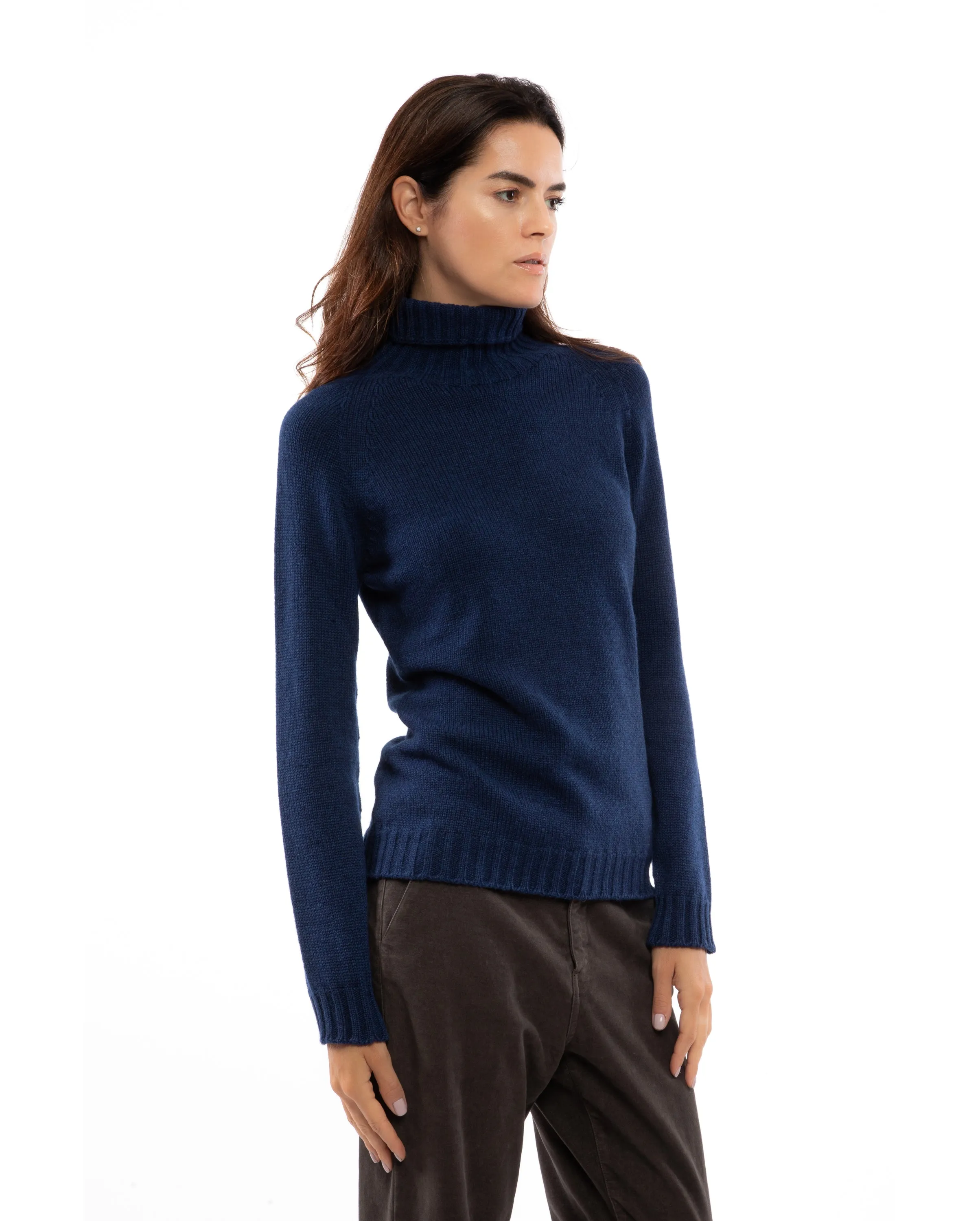 Women's Cashmere Raglan Sleeve Turtleneck Sweater Light Gray
