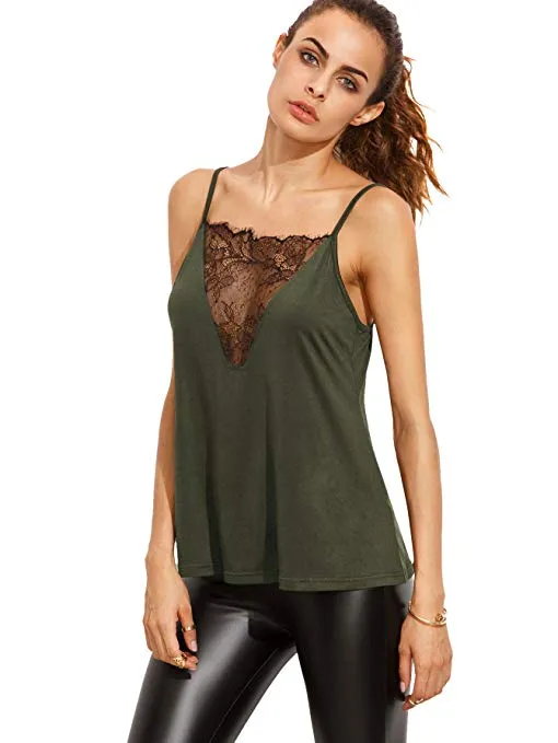 Women's Lace Front Vest Blouse Shirt Backless Sexy Tank Top