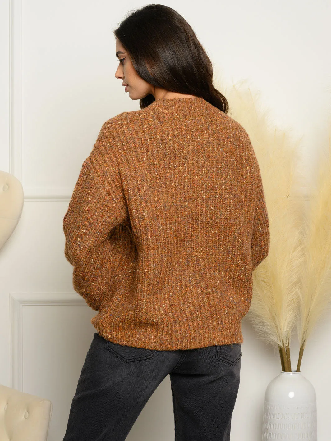 WOMEN'S LONG SLEEVE BUTTON CLOSURE FRONT POCKETS SWEATER CARDIGAN